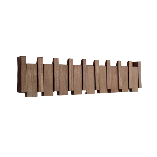 Porte Manteau en Bois Élégant Mural avec Crochets Rétractables Porte-manteau Electro Paris Noyer 4 Crochets (31 cm)