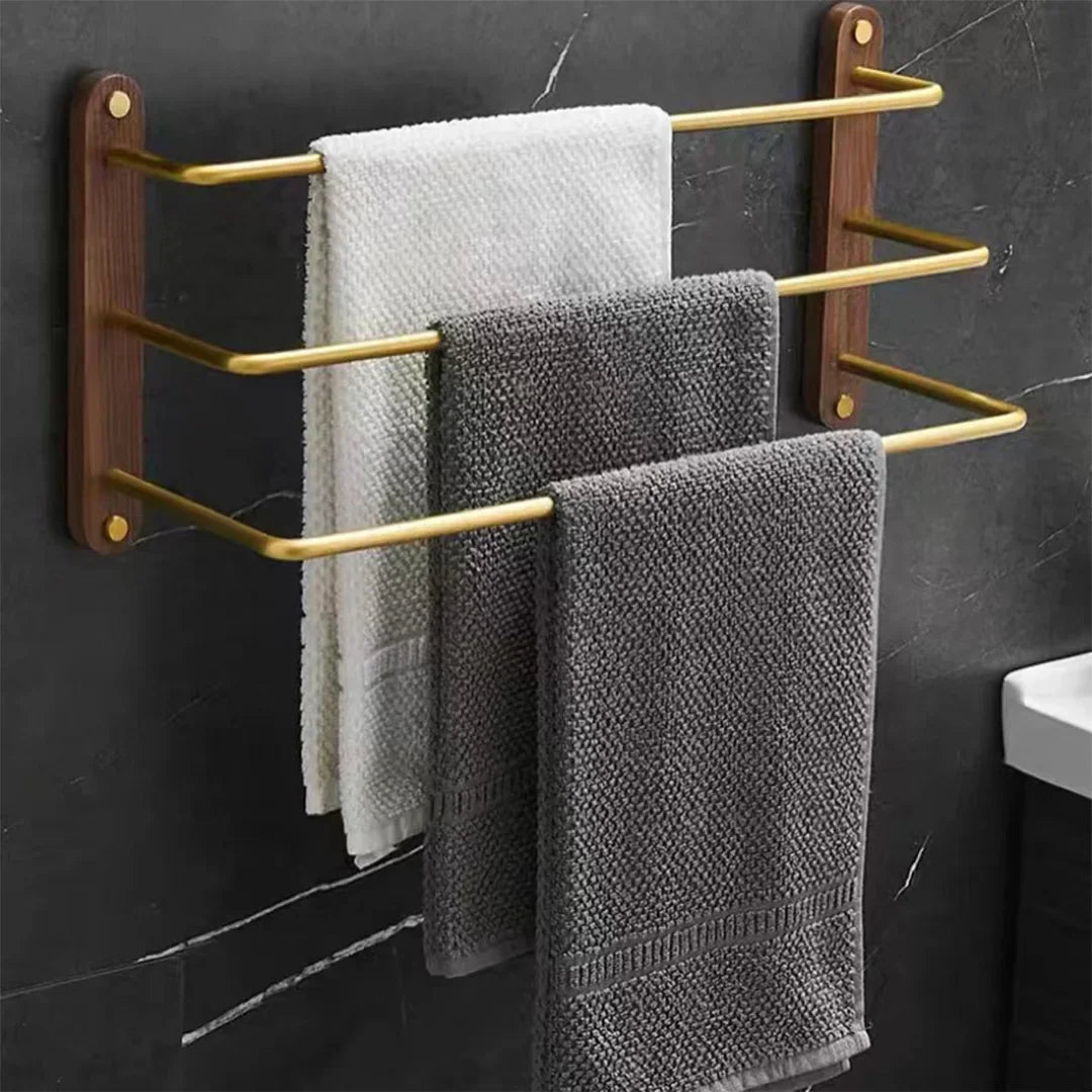 Porte-Serviettes Mural en Noyer Noir – Support Moderne avec Étagère pour Salle de Bain Supports et porte-serviettes Electro Paris noir