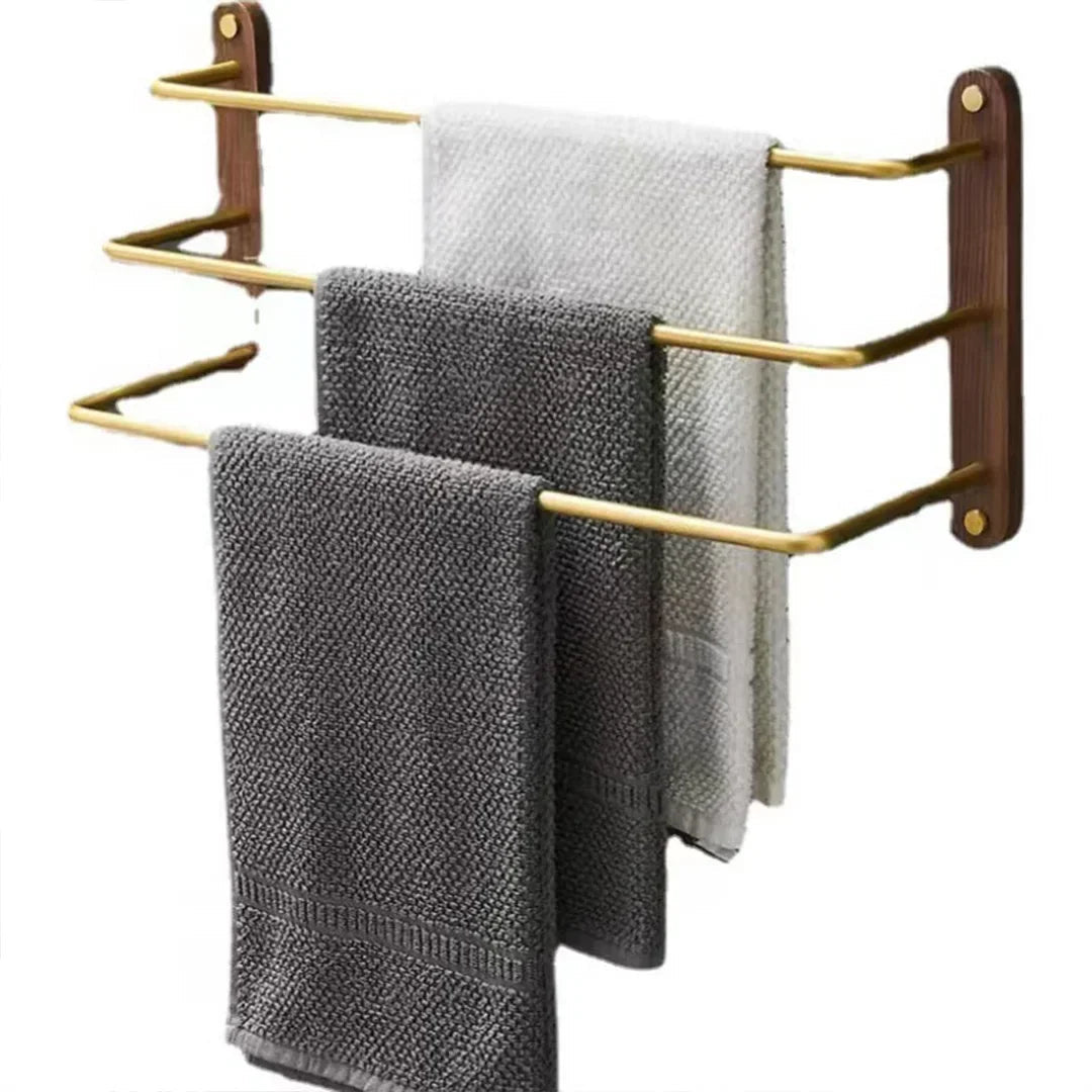 Porte-Serviettes Mural en Noyer Noir – Support Moderne avec Étagère pour Salle de Bain Supports et porte-serviettes Electro Paris