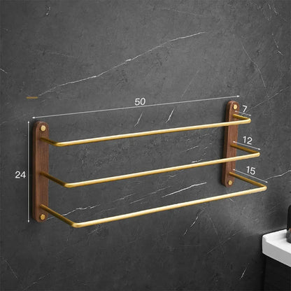 Porte-Serviettes Mural en Noyer Noir – Support Moderne avec Étagère pour Salle de Bain Supports et porte-serviettes Electro Paris