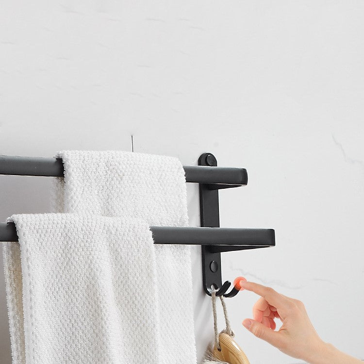 Barre Porte-Serviettes Double en Acier Noir – Support Mural de 40cm pour Salle de Bain Supports de serviette Electro Paris
