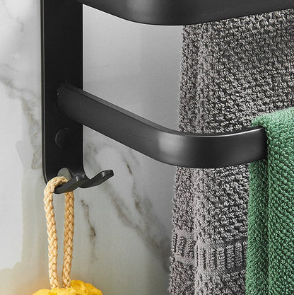 Barre Porte-Serviettes Double en Acier Noir – Support Mural de 40cm pour Salle de Bain Supports de serviette Electro Paris