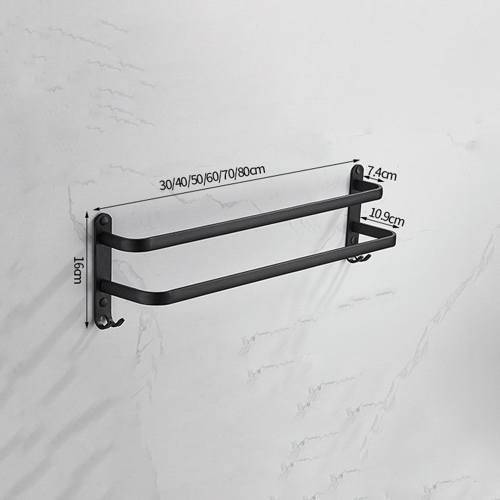 Barre Porte-Serviettes Double en Acier Noir – Support Mural de 40cm pour Salle de Bain Supports de serviette Electro Paris