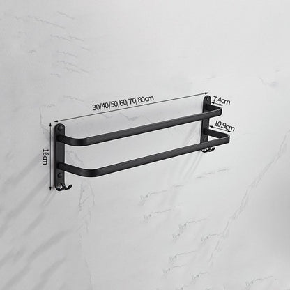 Barre Porte-Serviettes Double en Acier Noir – Support Mural de 40cm pour Salle de Bain Supports de serviette Electro Paris