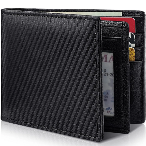 Portefeuille élégant en cuir véritable avec protection RFID ***Heren Bifold Echte Leer RFID Blokkerende Portemonnee - StitchCraft Electro Paris Noir carbone