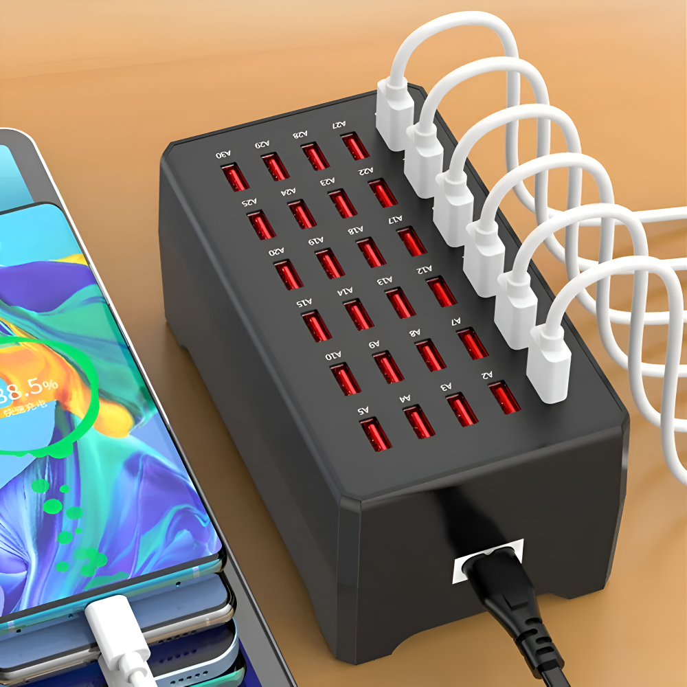 Station De Charge Universelle Multi-USB Avec Jusqu’à 30 Ports Pour Tous Vos Appareils Power ports Electro Paris 30 Ports