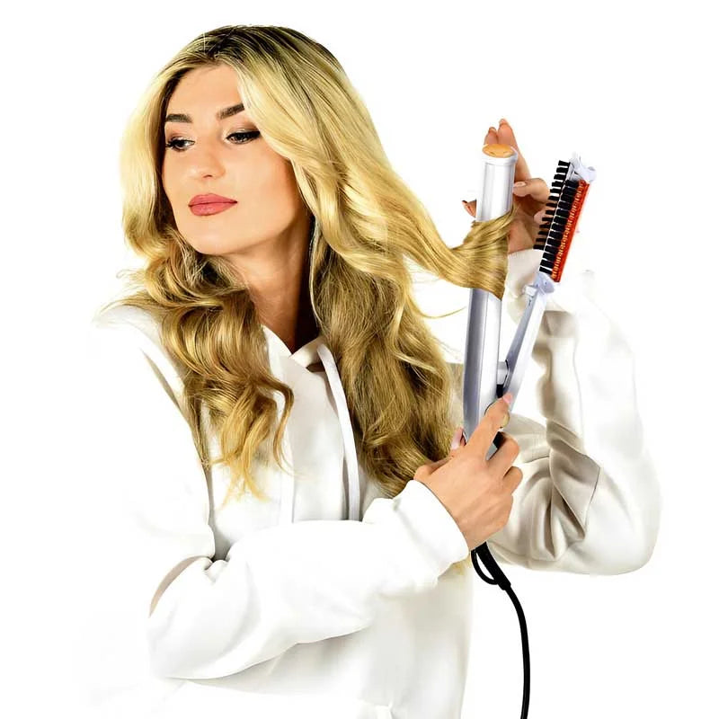 Brosse À Cheveux Professionnelle 2 en 1 Rotative et Chauffante Pour Lissage et Boucles Hair Brush Electro Paris