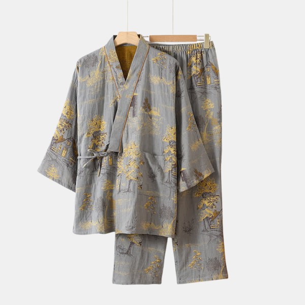Pyjama Kimono Confort – Style Naturel et Décontracté nightwear Electro Paris Gris Clair M