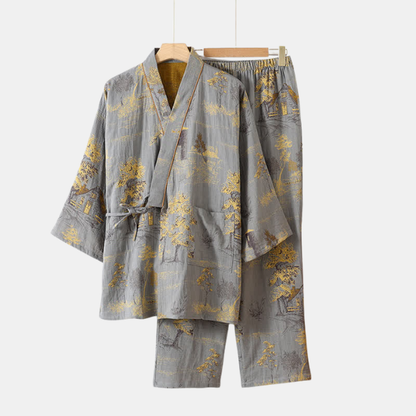 Pyjama Kimono Confort – Style Naturel et Décontracté nightwear Electro Paris Gris Clair M