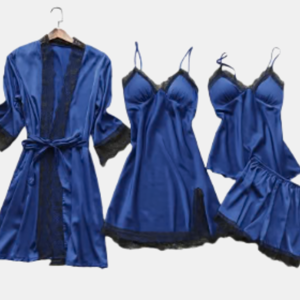 Pyjama Luxe en Soie – Confort et Élégance Electro Paris Bleu foncé S