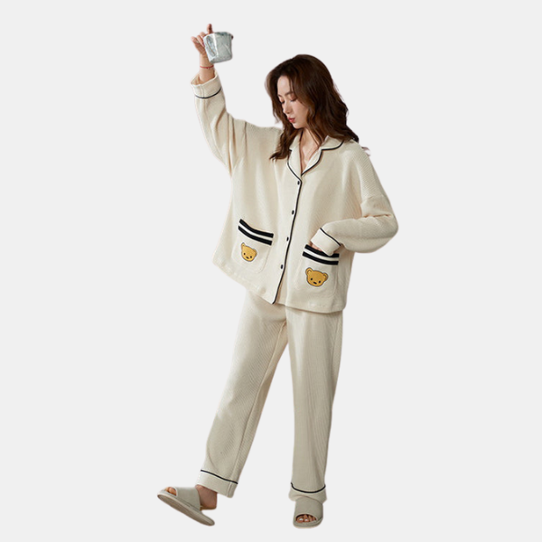 Pyjamas Assortis en Tricot Waffle – Confort Douillet pour Couples Couple Sleepwear Electro Paris