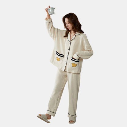 Pyjamas Assortis en Tricot Waffle – Confort Douillet pour Couples Couple Sleepwear Electro Paris