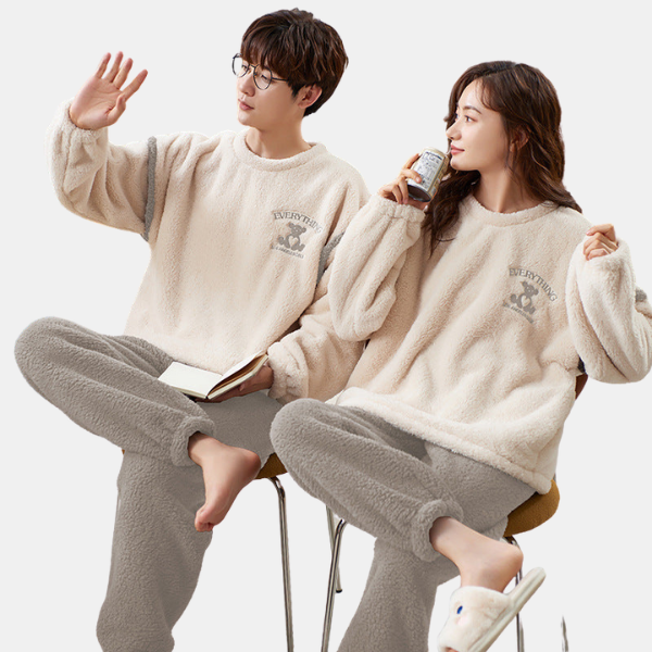 Pyjamas Tendresse en Flanelle – Moments Cosy à Deux Couple Sleepwear Winter Electro Paris M M