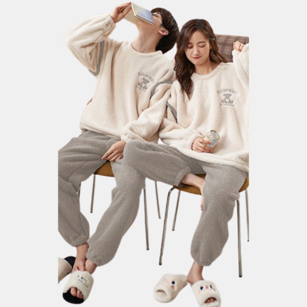 Pyjamas Tendresse en Flanelle – Moments Cosy à Deux Couple Sleepwear Winter Electro Paris