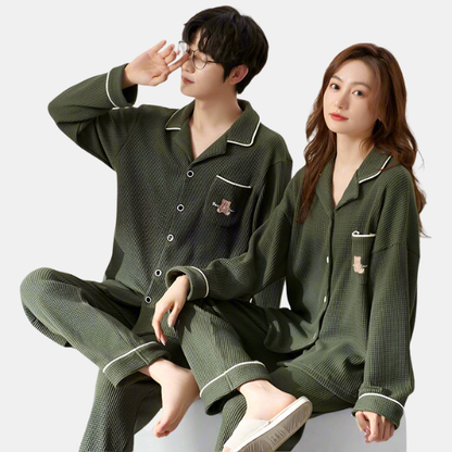 Pyjamas Tendresse Oursons pour Couples – 100% Coton Bio Couple Sleepwear Electro Paris M M
