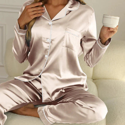Pyjama Femme À Manches Longues Loungewear Set Electro Paris Champagne S