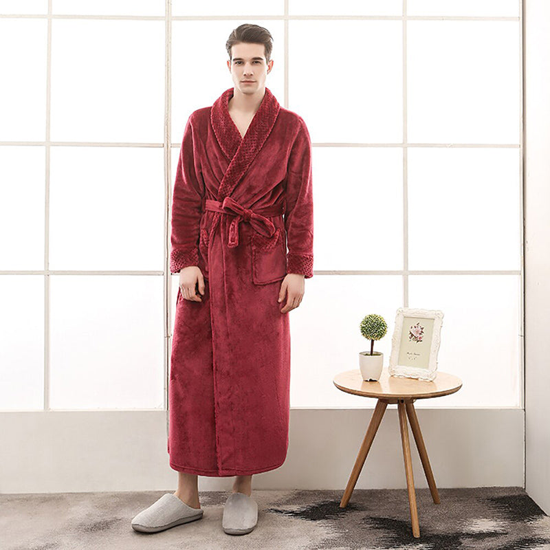 Peignoir Long Et Doux – Confort Et Élégance Pour Les Journées Froides Bath robe Electro Paris Vin rouge M Pour les hommes