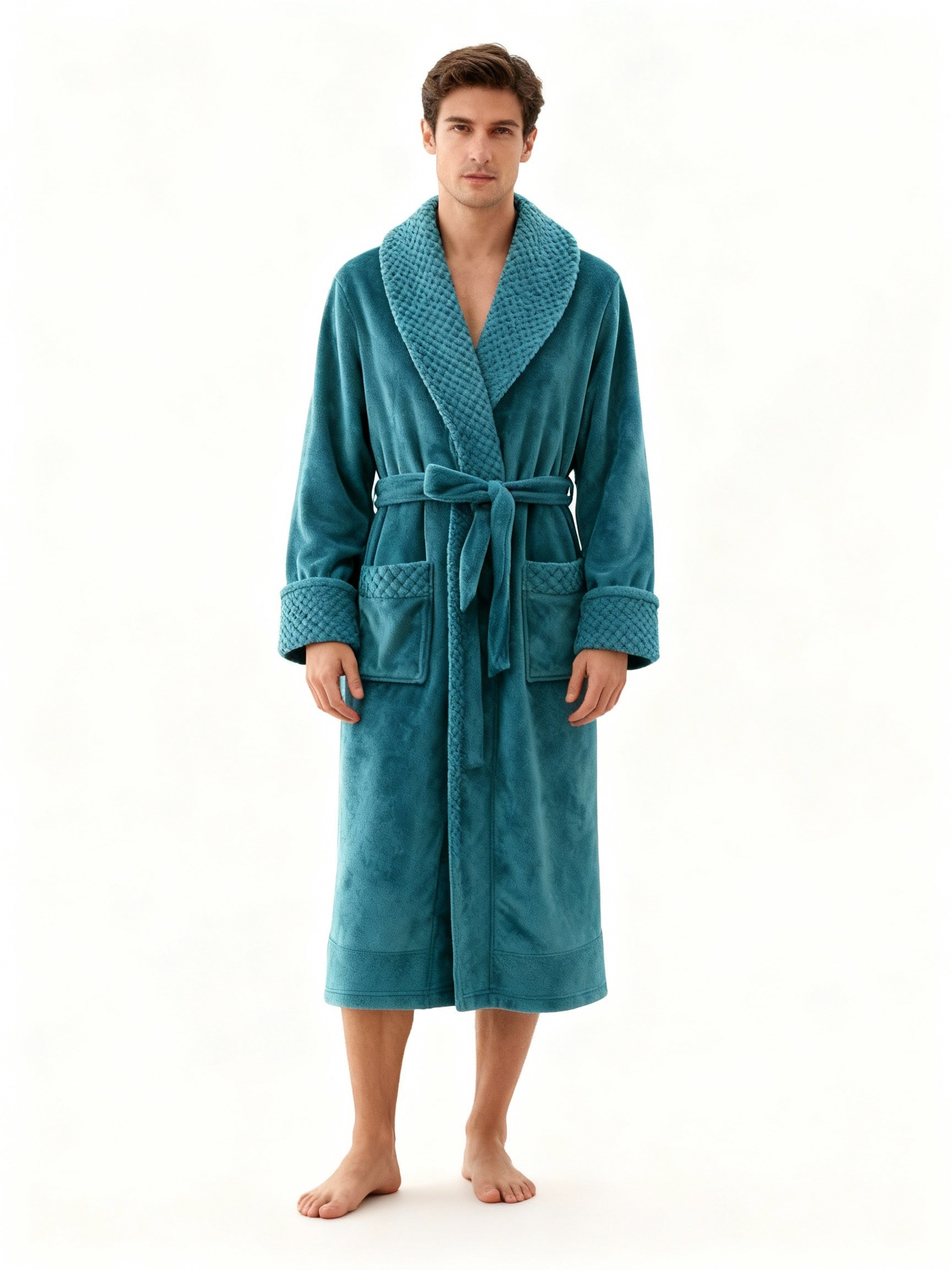 Peignoir Long Et Doux – Confort Et Élégance Pour Les Journées Froides Bath robe Electro Paris Vert M Pour les hommes