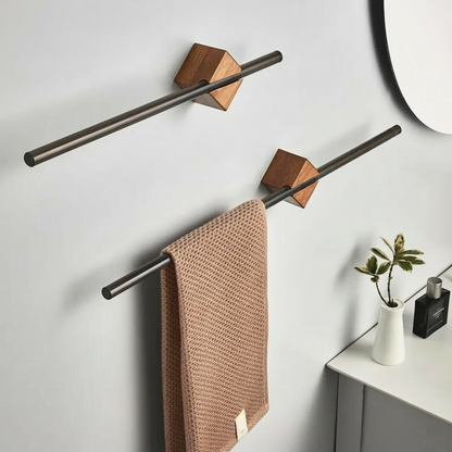 Porte-Serviettes Ajustable En Bois Pour Salle De Bain Contemporaine Avec Cube Coulissant Élégant Towel rack Electro Paris