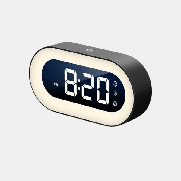 Réveil LED Multifonction – Alarme Musicale avec Veilleuse et Snooze Ajustable Electro Paris Noir