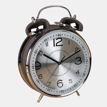 Réveil Rétro à Double Cloche – Style Vintage et Sonnerie Puissante Clocks Electro Paris Argent