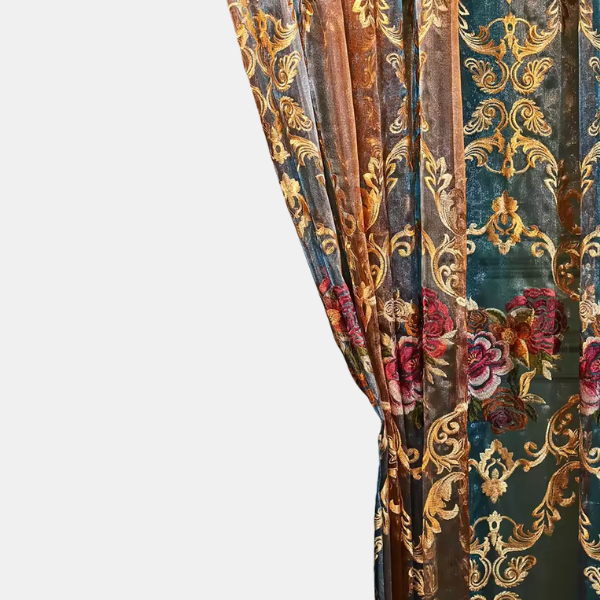 Rideau Brodé Jacquard à Motifs Floraux pour une Décoration Élégante Rideaux et tentures Electro Paris 132.08 × 273.81 cm