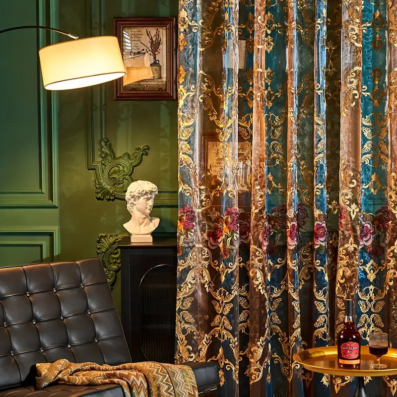 Rideau Brodé Jacquard à Motifs Floraux pour une Décoration Élégante Rideaux et tentures Electro Paris 131.83 × 213.87 cm