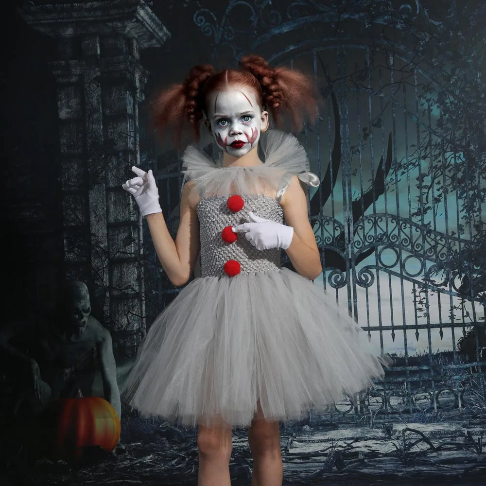 Robe Tutu de Clown Effrayant pour Filles – Costume de Bouffon Maléfique pour Halloween Costumes pour filles Electro Paris