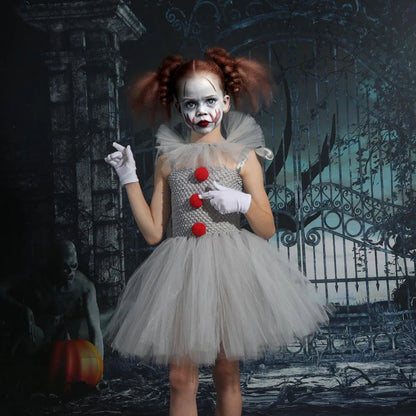Robe Tutu de Clown Effrayant pour Filles – Costume de Bouffon Maléfique pour Halloween Costumes pour filles Electro Paris