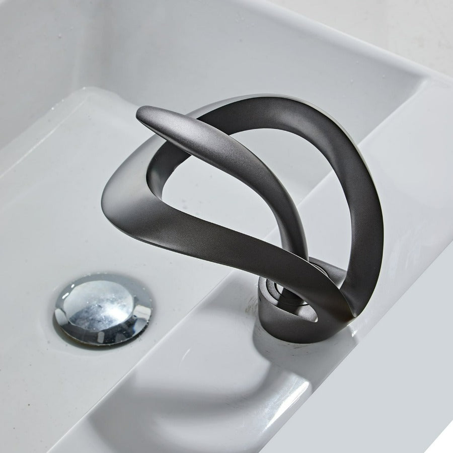 Robinet de Salle de Bain Moderne avec Bec Courbé – Mitigeur Monocommande en Laiton pour Lavabo Robinet de salle de bain Electro Paris