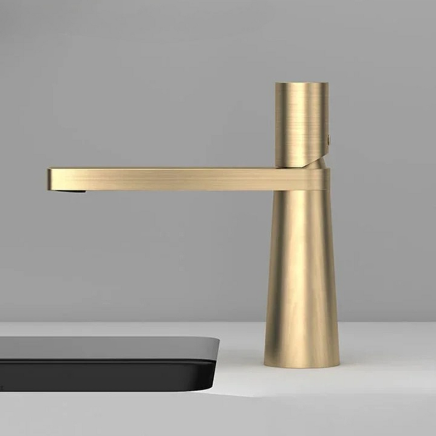 Robinet de Lavabo Moderne en Or Brossé – Mitigeur de Vasque en Laiton à Poignée Unique Robinetterie Electro Paris Or brossé court