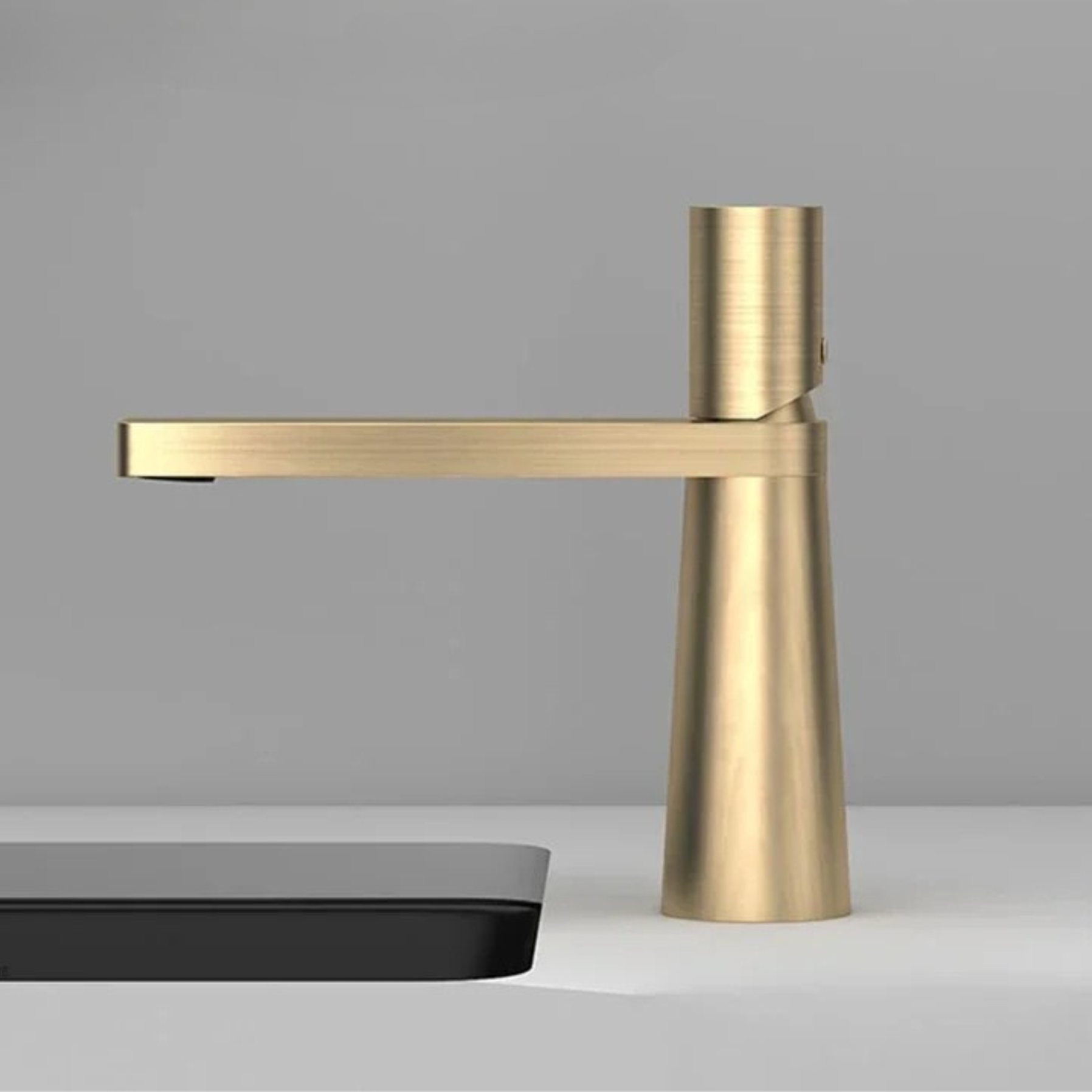 Robinet de Lavabo Moderne en Or Brossé – Mitigeur de Vasque en Laiton à Poignée Unique Robinetterie Electro Paris Or brossé court