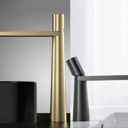 Robinet de Lavabo Moderne en Or Brossé – Mitigeur de Vasque en Laiton à Poignée Unique Robinetterie Electro Paris