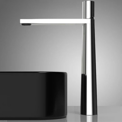 Robinet de Lavabo Moderne en Or Brossé – Mitigeur de Vasque en Laiton à Poignée Unique Robinetterie Electro Paris Argent Haut