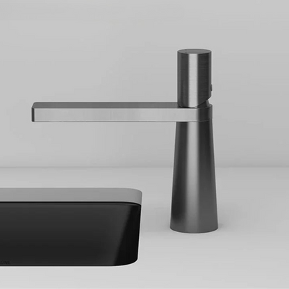 Robinet de Lavabo Moderne en Or Brossé – Mitigeur de Vasque en Laiton à Poignée Unique Robinetterie Electro Paris Gris mat Court