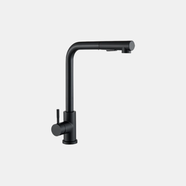 Robinet de Cuisine Extensible et Flexible en Noir – Mitigeur d'Évier en Acier Inoxydable avec Buse à 2 Jets Robinet de cuisine Electro Paris Taille Noir