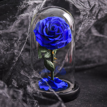 Rose Éternelle Bleue sous Cloche en Verre Élégante et Durable Fleurs et plantes artificielles Electro Paris