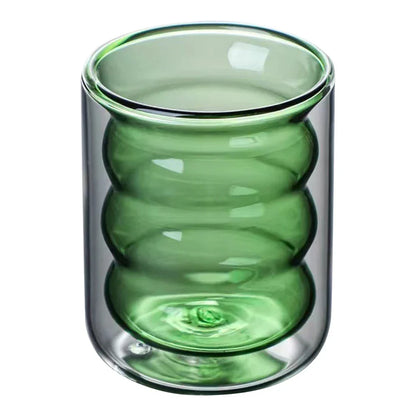 Verre À Double Paroi Avec Design Ondulé Pour Boissons Chaudes Et Froides Cup Electro Paris Vert