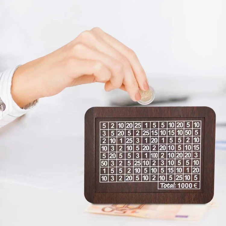 Tirelire Euro en Bois – Design Gravé Élégant pour un Stockage Sécurisé de l’Argent Home Electro Paris