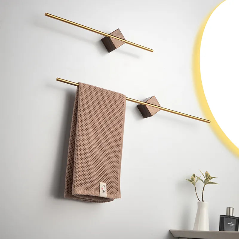 Porte-Serviettes Ajustable En Bois Pour Salle De Bain Contemporaine Avec Cube Coulissant Élégant Towel rack Electro Paris Or brossé Petit (serviette à main) - 40cm/15 inches