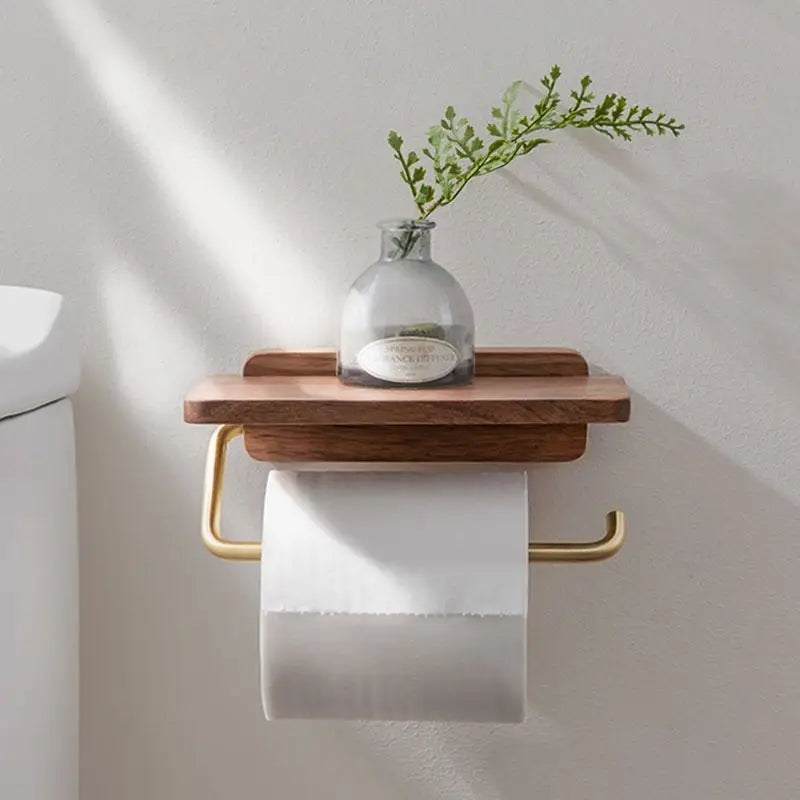 Porte-Rouleau De Papier Toilette Mural En Noyer Avec Étagère Intégrée Pour Salle De Bain Moderne Et Pratique Tissue Holders Electro Paris