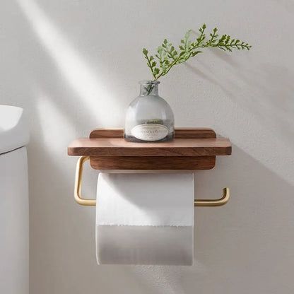 Porte-Rouleau De Papier Toilette Mural En Noyer Avec Étagère Intégrée Pour Salle De Bain Moderne Et Pratique Tissue Holders Electro Paris