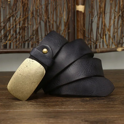 Ceinture En Cuir Pleine Fleur Avec Boucle En Laiton Massif Et Finitions Cousues Main Pour Style Intemporel Men's Belt Electro Paris Noir XS