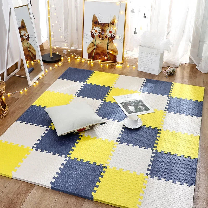 Tapis de Puzzle pour Enfants – Tapis de Jeu Sécurisé et Amusant pour Premières Activités Play Mats Electro Paris 12 Pièce blanc cyan jaune