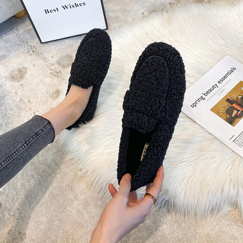 Mocassins Pelucheux Pour Femme Avec Semelle Antidérapante Et Confort Chaleureux À Domicile Flats Electro Paris
