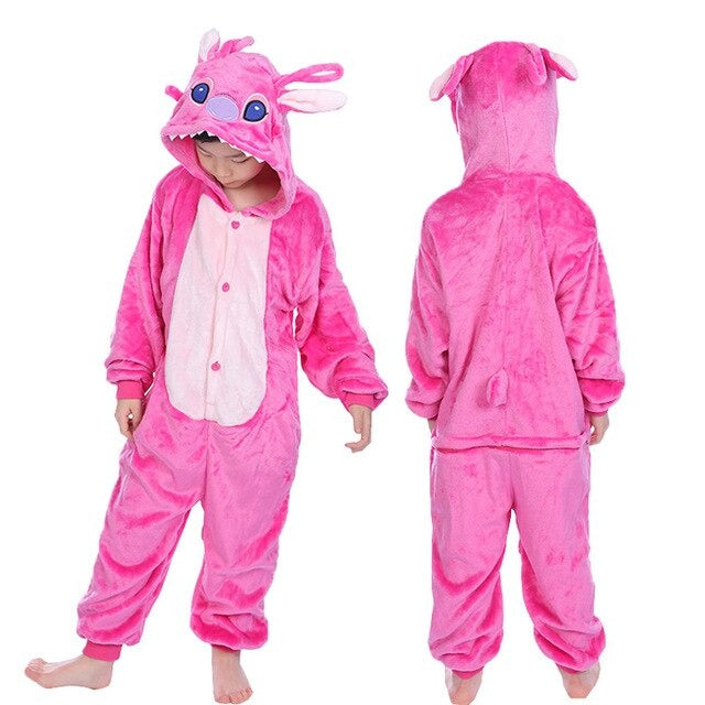 Onesie Enfant Stitch En Flanelle Douce Avec Capuche Et Détails Amusants Costumes Electro Paris Rosa 3 à 4 ans