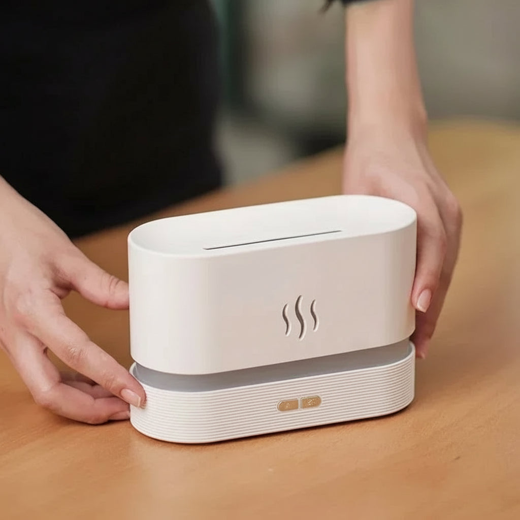 Diffuseur D’Arômes À Effet De Flamme Pour Ambiances Apaisantes Et Intérieurs Modernes Humifier Electro Paris Blanc