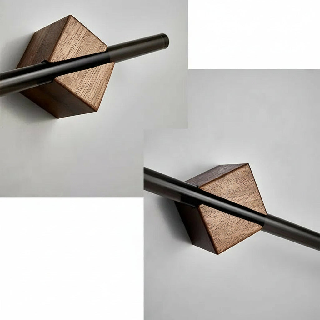 Porte-Serviettes Ajustable En Bois Pour Salle De Bain Contemporaine Avec Cube Coulissant Élégant Towel rack Electro Paris