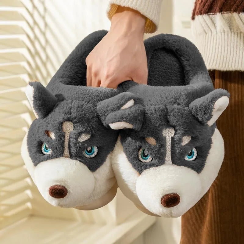 Chaussons Husky Câlins – Adorables Chaussons D’intérieur Chauds Pour Un Confort À La Maison Slippers Electro Paris Chaussons gris clair 42-43