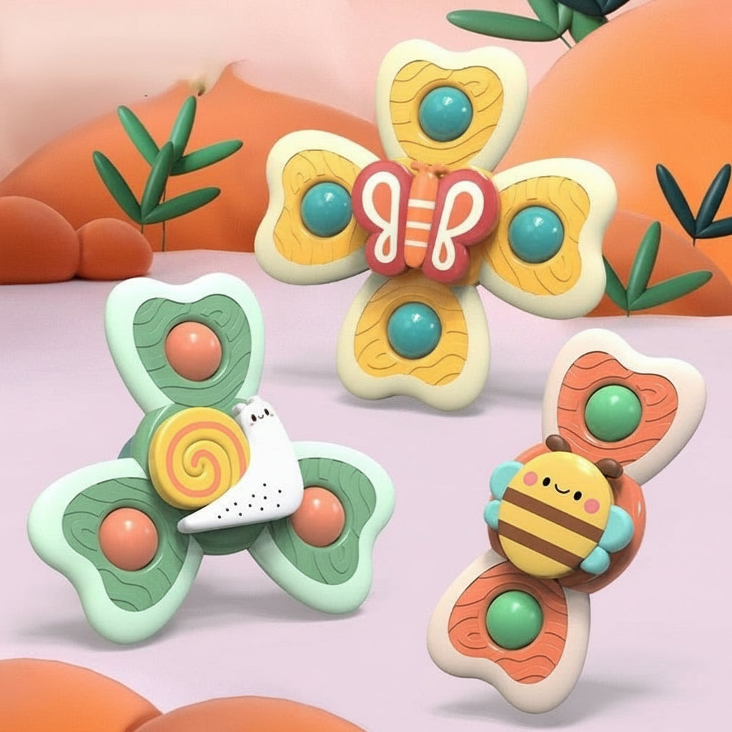 Jouet Tournant À Ventouse Pour Bébé Avec Cloches Et Formes D’Animaux – Lot De 3 Toys & Games Electro Paris Animaux 3 pièces.